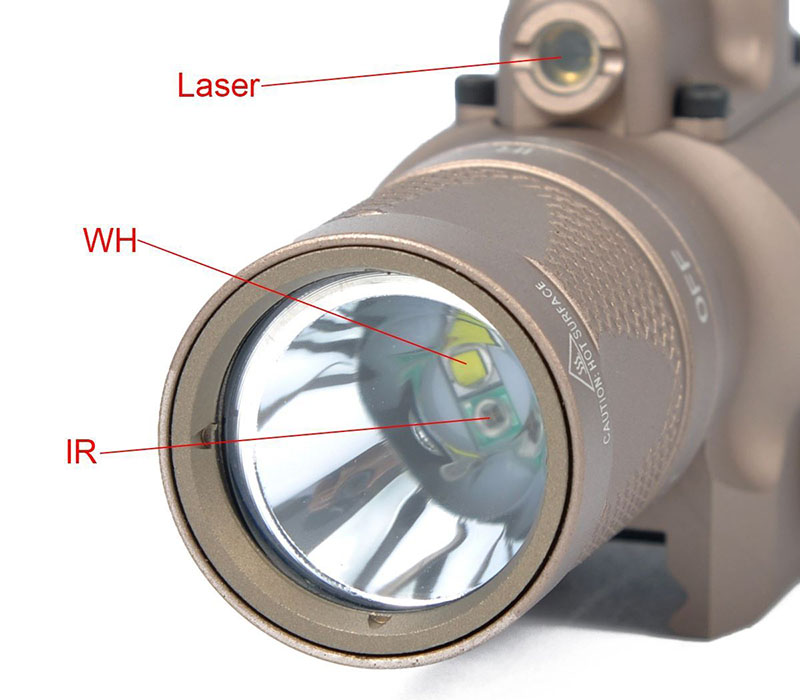 Surefire X400V Flashlight White and IR Output With Red Laser Tan